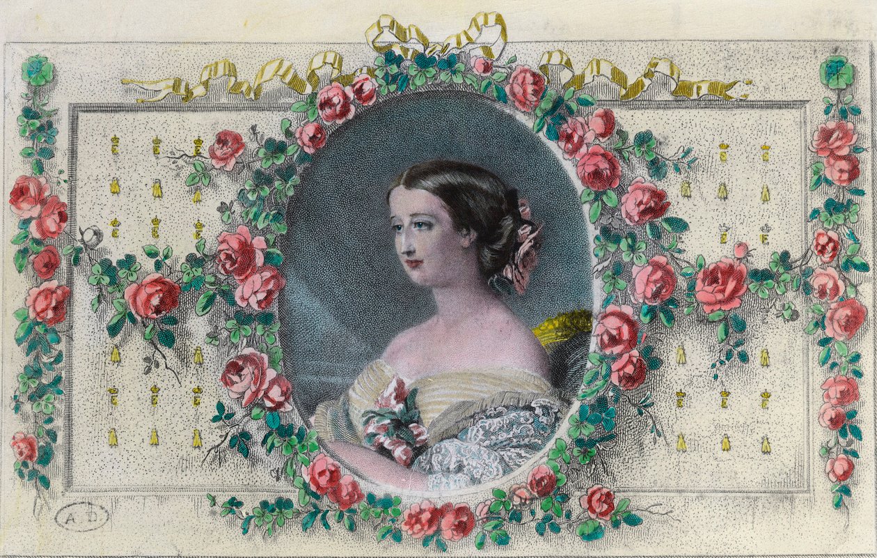 صورة للإمبراطورة الفرنسية أوجيني دي مونتيجو (1826 - 1920). نقش القرن التاسع عشر. مجموعة خاصة. بواسطة فنان غير معروف