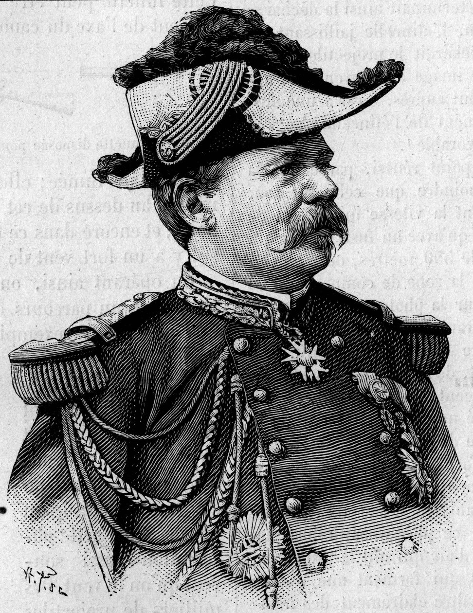 صورة للجنرال الفرنسي فرانسوا بيرييه (1833-1888). نقش في "" الطبيعة: مراجعة العلوم وتطبيقاتها في الفنون والصناعة "في 3 مارس بواسطة فنان غير معروف