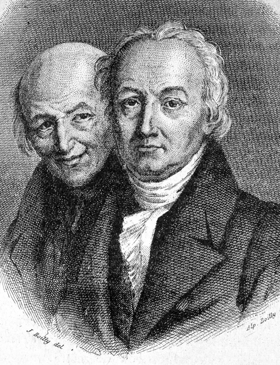 صورة لأخوين هاوي: Abbe Rene Just Hauy (1743 - 1822) ، عالم المعادن الفرنسي ، و Valentin Hauy (1745 - 1822) ، المعلم الفرنسي - في "" Les Contemporains "، ونهاية القرن التاسع عشر. بواسطة فنان غير معروف