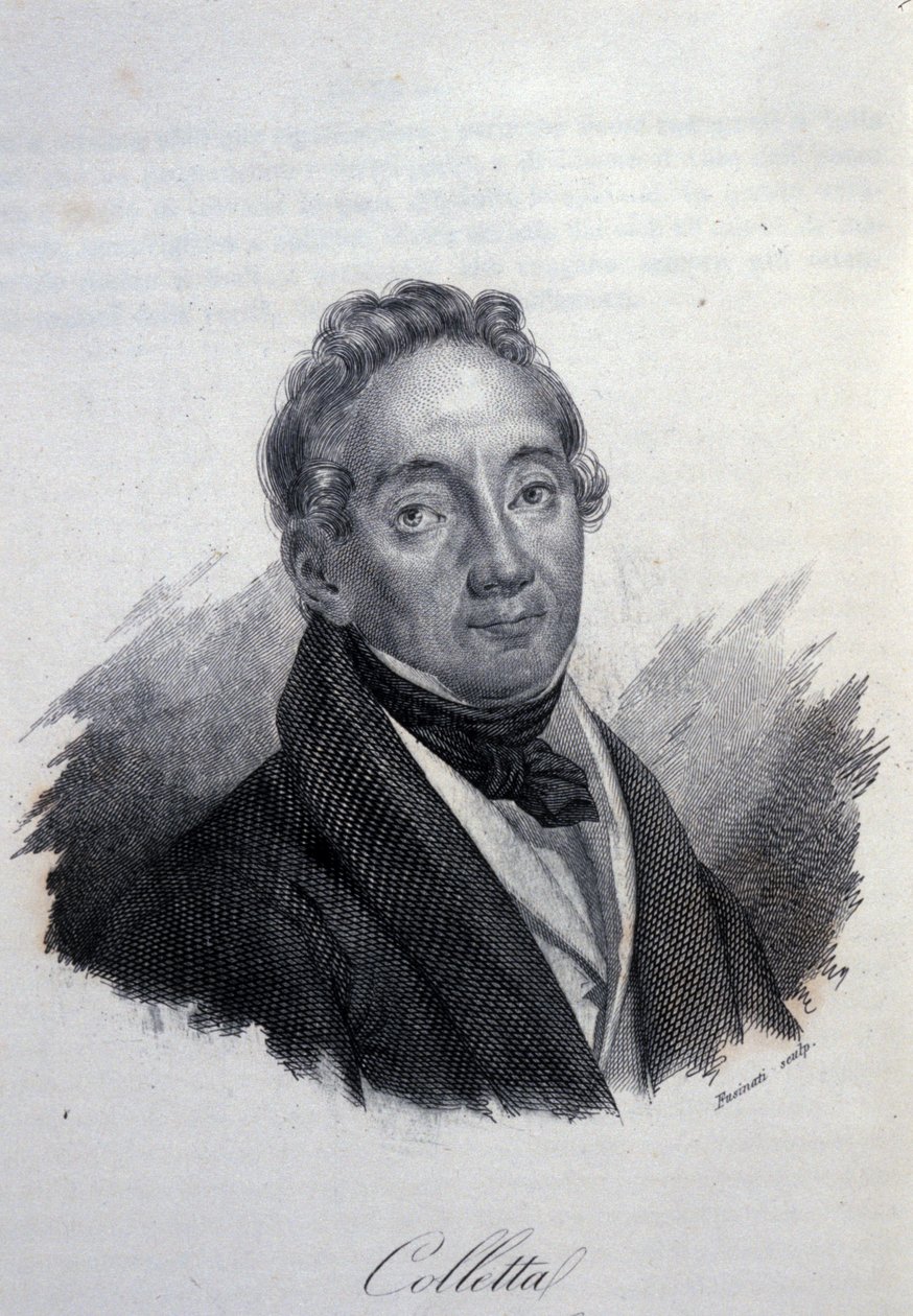 صورة للوطني الإيطالي والمؤرخ بيترو كوليتا (1775-1831) نقش القرن التاسع عشر بواسطة فنان غير معروف
