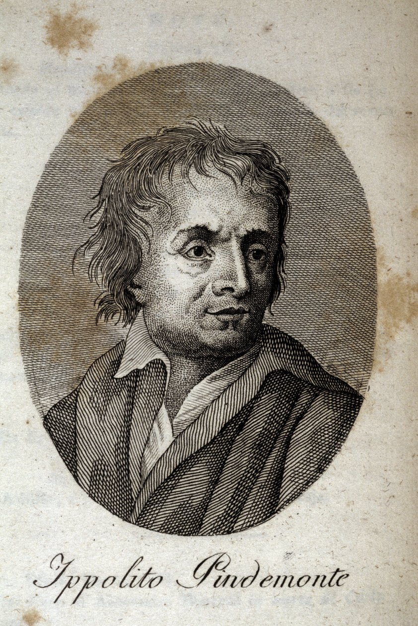 صورة للشاعر الإيطالي إيبوليتو بيندمونتي (1753-1828) ، صديق الشاعر والكاتب المسرحي الإيطالي أوغو فوسكولو (1778-1827) نقش القرن التاسع عشر بواسطة فنان غير معروف