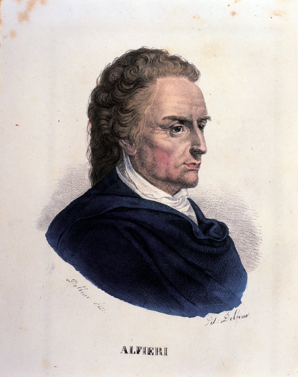 صورة للشاعر والكاتب المسرحي الإيطالي فيتوريو ألفيري (1749-1803) نقش من القرن التاسع عشر بواسطة فنان غير معروف