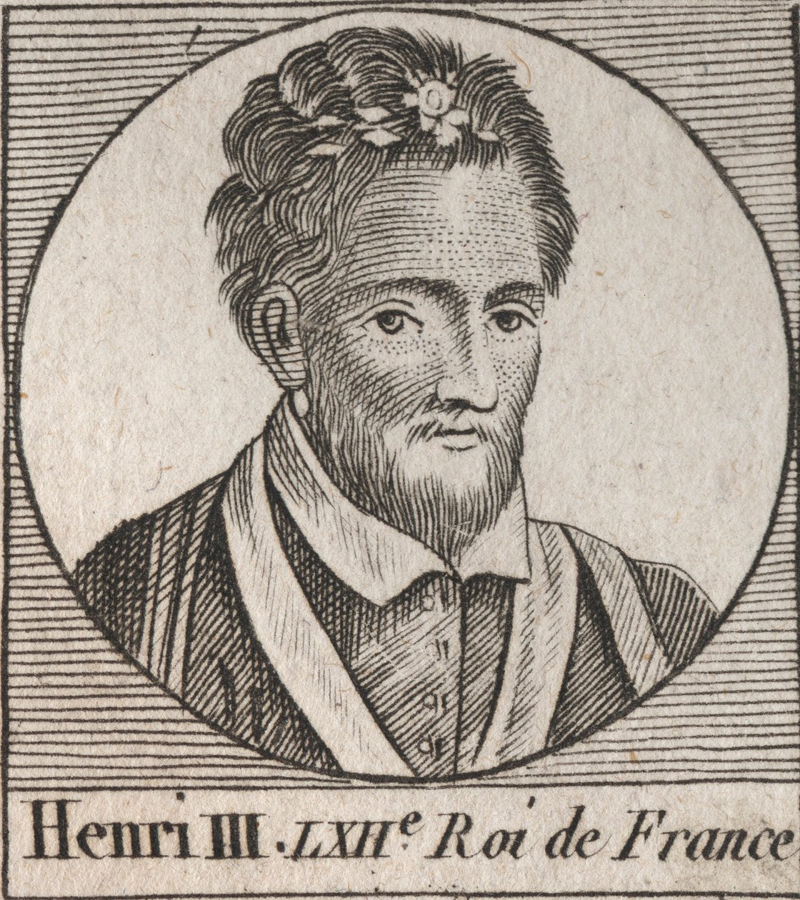 صورة لملك فرنسا هنري الثالث (1551-1589) - صورة هنري الثالث (1551-89) ملك فرنسا - نقش من "Instruction sur l'Histoire de France" "لتشارلز كونستانت لو تيلير 1821 بواسطة فنان غير معروف