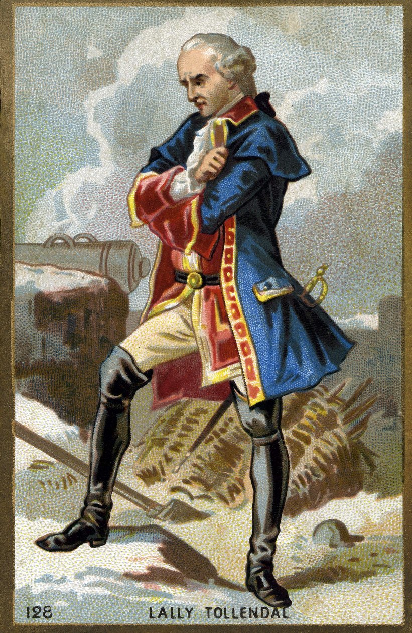 صورة لماركيز توماس آرثر ، البارون دي توليندال ، إيرل لالي (1702 - 1766) ، الجنرال الفرنسي من أصل إيرلندي. الطباعة الحجرية الملونة في أواخر القرن التاسع عشر. بواسطة فنان غير معروف
