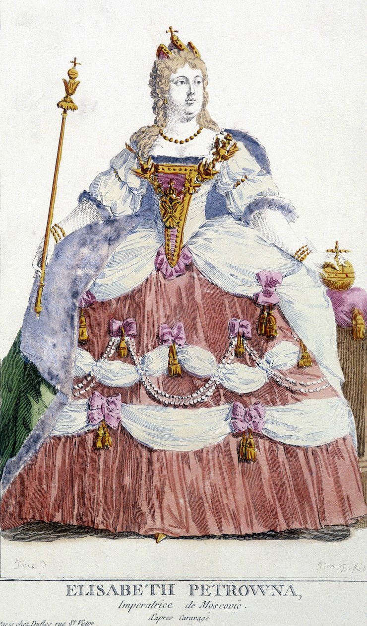 صورة لإمبراطورة موسكو إليزابيث بترونا (ابنة بطرس الأكبر 1709-1761). رسم توضيحي للقرن التاسع عشر. بواسطة فنان غير معروف