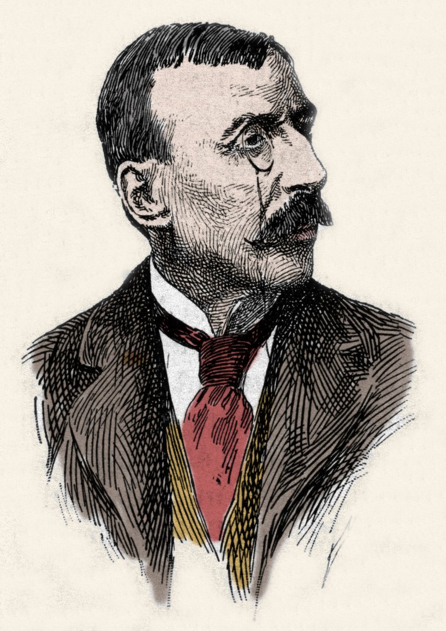 صورة للكاتب والدبلوماسي البرتغالي خوسيه ماريا دي إيكا دي كويروس أو كيروز (1845-1900). نقش القرن التاسع عشر بواسطة فنان غير معروف