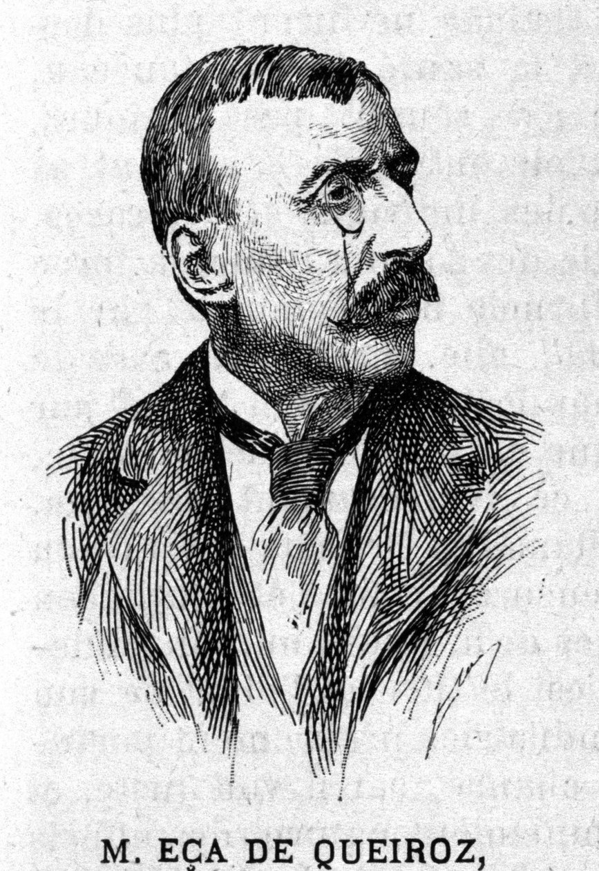 صورة للكاتب والدبلوماسي البرتغالي خوسيه ماريا دي إيكا دي كويروس أو كيروز (1845-1900). نقش القرن التاسع عشر بواسطة فنان غير معروف