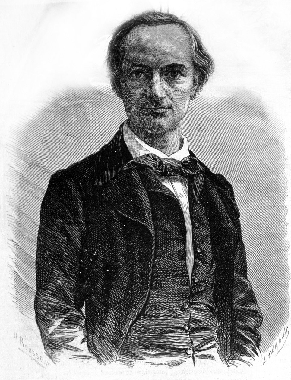 صورة للشاعر تشارلز بودلير (1821-1867) نقش من القرن التاسع عشر بواسطة فنان غير معروف