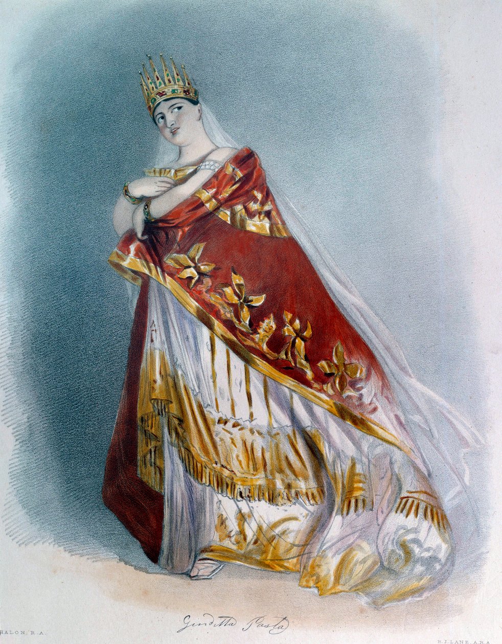 صورة للمغنية السوبرانو جوديتا باستا (1797-1865) في زي الأوبرا. 1837 باريس ، مكتبة الأوبرا بواسطة فنان غير معروف