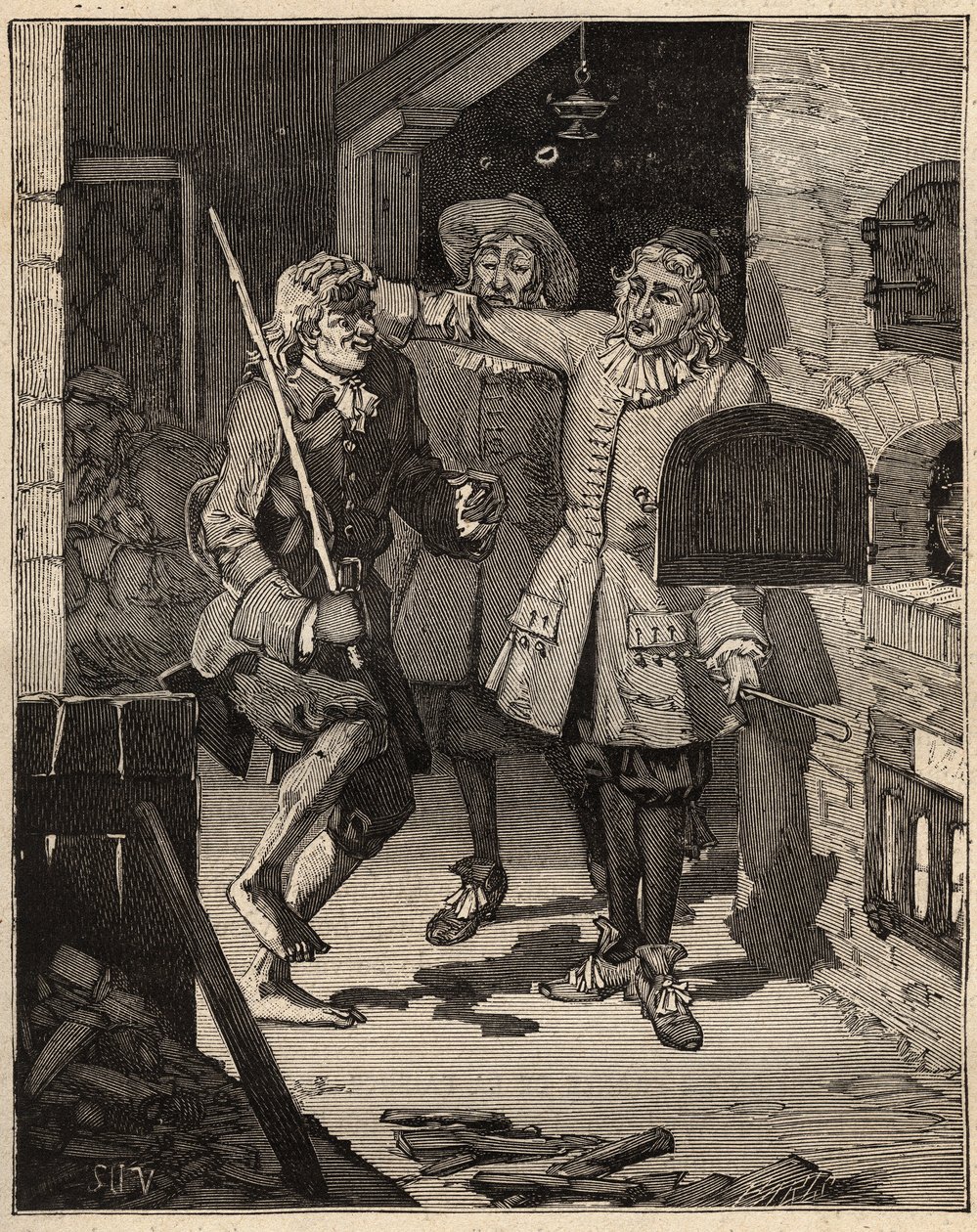 الفخار: تراب أنبوبي (قيشاني ناعم). جاء الإنجليزي جون أستبري (1688-1743) إلى منزل الأخوين جون فيليب وديفيد إليرس لسرقة سر القيشاني الأبيض الجديد. نقش من عام 1885 في "" Les Arts et metiers Illustres "" بقلم أ بواسطة فنان غير معروف