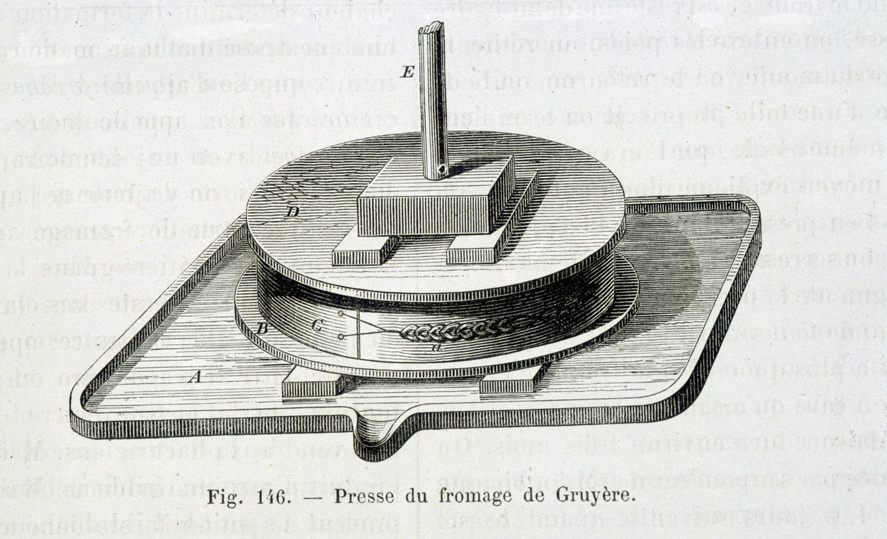 Presse à gruyère - في "" عجائب الصناعة "للويس فيغير بواسطة فنان غير معروف