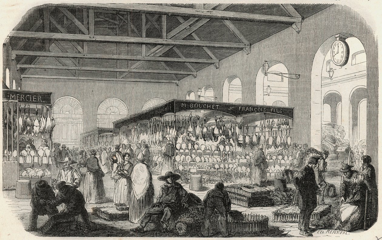 Quai des Augustins: Marche de la Vallee - نقش في "" Tableau-de-Paris "" لإدموند تيكسير بواسطة فنان غير معروف