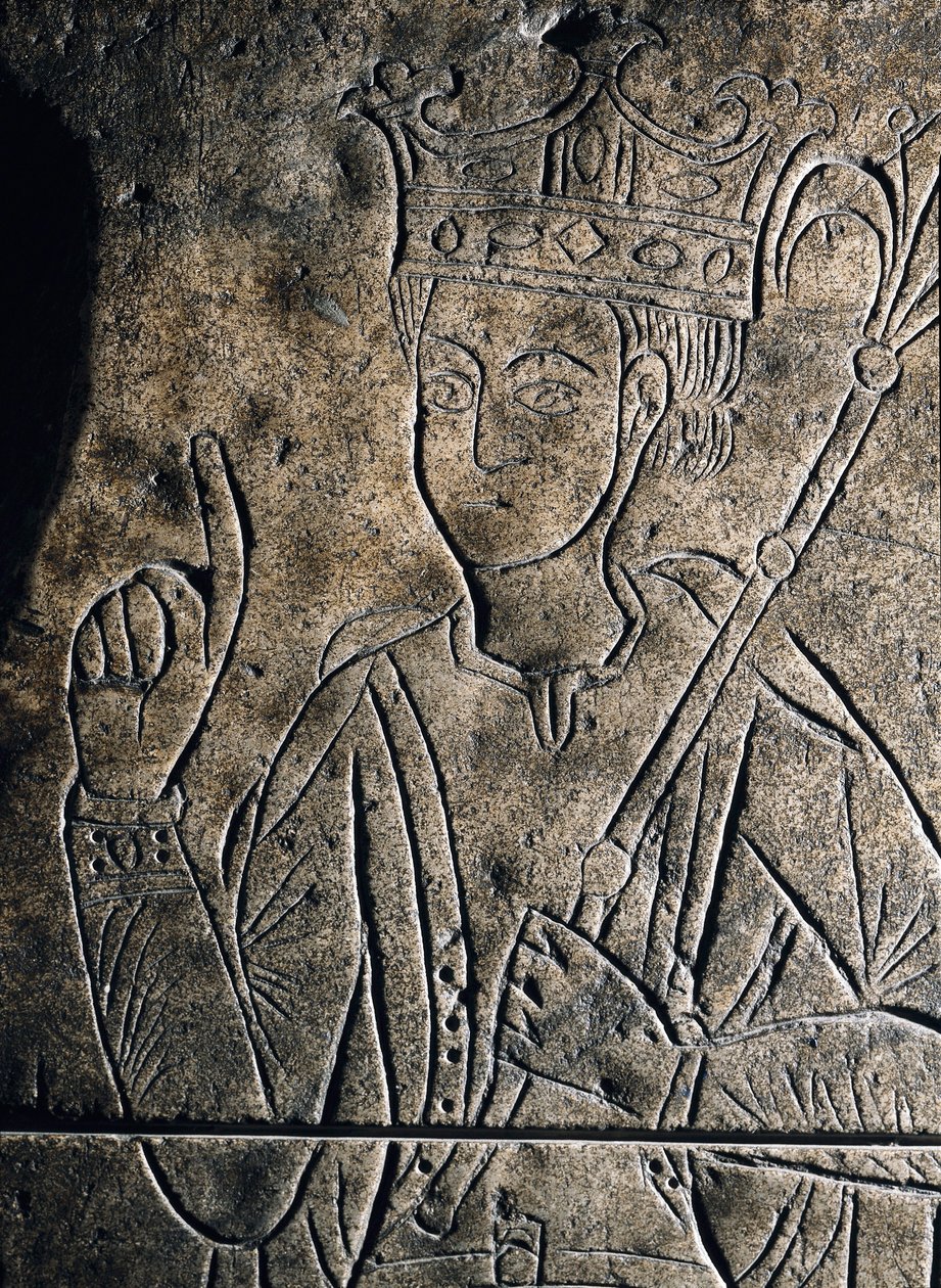 Representation of Sanchez II Garcia (1010-1029), Count of Castile. Low relief sculpts on the tomb of the Monastery of San Salvador, in Ona (Spain). بواسطة فنان غير معروف