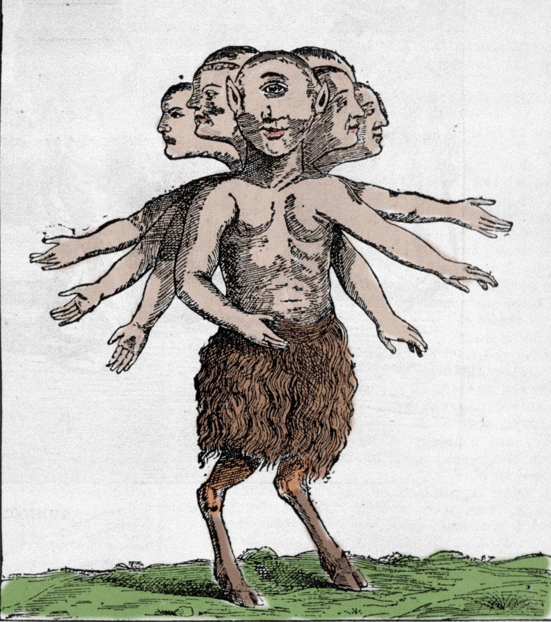 تمثيل لمخلوق وحشي تم أسره في سلسلة جبال زردانة بإسبانيا عام 1655. نقش بواسطة فنان غير معروف