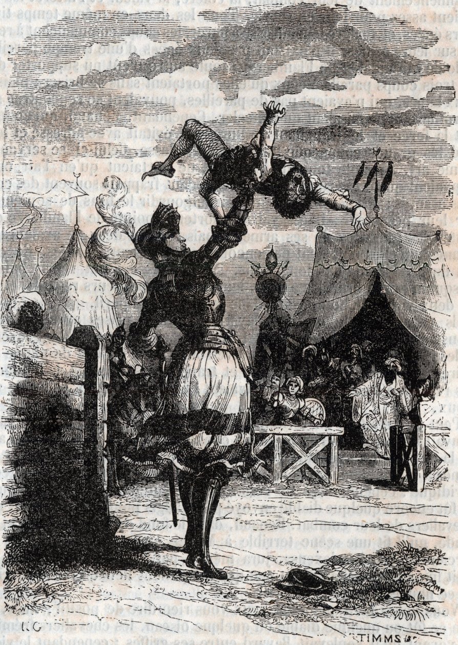انتقام Marfise (Marfisa) - نقش عام 1851 من "Furious Roland" (أورلاندو فوريوسو) (القرن السادس عشر) بواسطة Ludovico Ariosto ، المعروف باسم Ariosto - طبعة مترجمة من الإيطالية بواسطة Count of Tressan ونشرها Gustave Harvard 1851 بواسطة فنان غير معروف