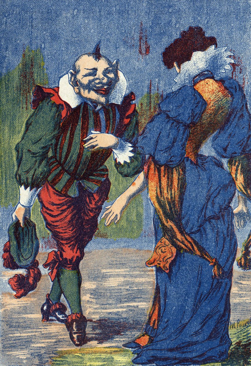 ريكيت يقدم نفسه للأميرة مرة أخرى. رسم توضيحي لـ "Riquet a la houppe" ، قصة للكاتب الفرنسي شارل بيرولت (1628-1703). توضيح مجهول. الصور مارسيل فاني ، جارفيل نانسي ، بدون تاريخ (أواخر القرن التاسع عشر). بواسطة فنان غير معروف
