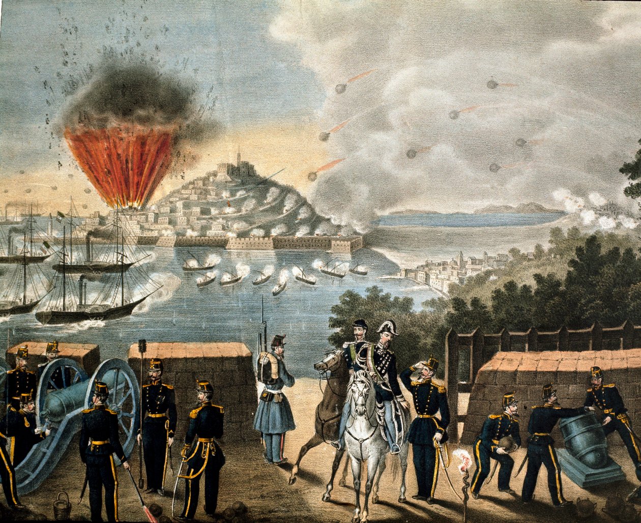 Risorgimento - رحلة الألف أو القمصان الحمراء بواسطة جوزيبي غاريبالدي (1807-1887) - حصار غايت ، إيطاليا بواسطة فنان غير معروف