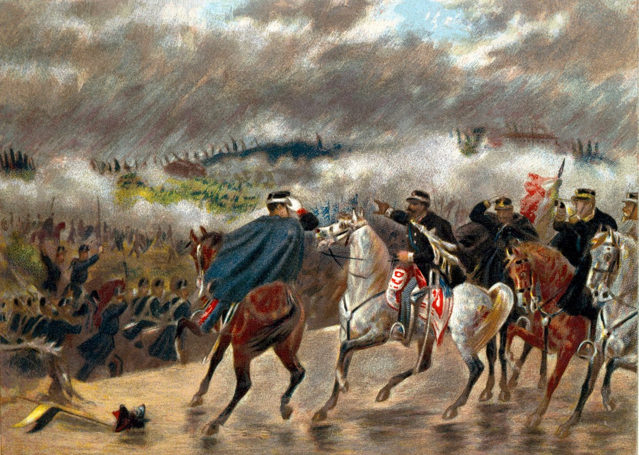 Risorgimento - Italian Campaign (1859): Victor Emmanuel II (Vittorio Emanuele II) (Victor-Emmanuel) (1820-1878) during the Battle of San Martino led the Piemontese troops against the Austrian army on 24/06/1859. Private Collection بواسطة فنان غير معروف
