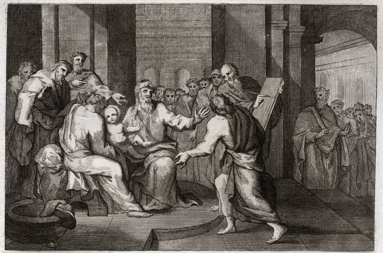 كتاب Royaumont الكتاب المقدس ، العهد الجديد: ختان يسوع المسيح. رسم توضيحي من عام 1811. بواسطة فنان غير معروف