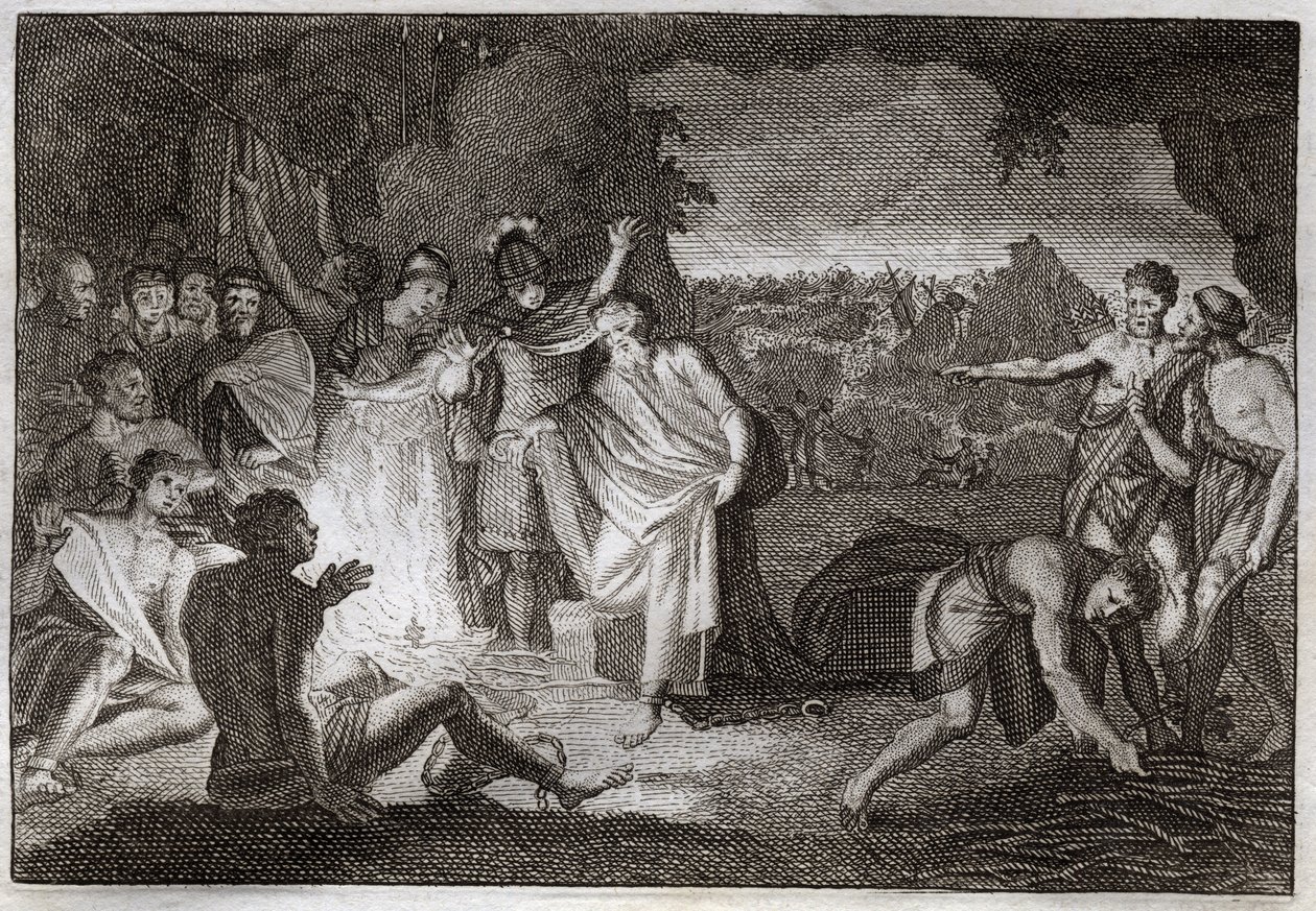الكتاب المقدس Royaumont ، العهد الجديد: غرق القديس بولس. يلدغ أفعى بدون أي أذى. رسم توضيحي من عام 1811. بواسطة فنان غير معروف