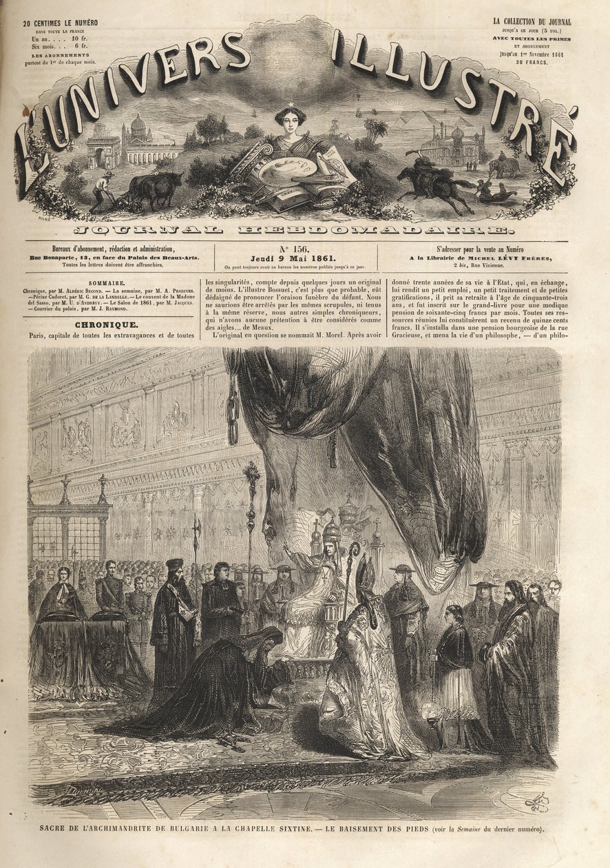 الأرشمندريت المقدس لبلغاريا في كنيسة سيستين في روما بواسطة البابا بيوس التاسع 1861 - الكون اللامع في عام 1861 - بواسطة فنان غير معروف