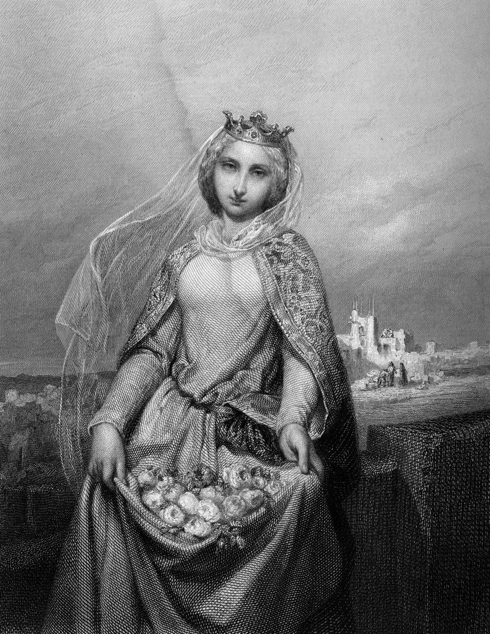 القديسة اليزابيث من المجر. (1207-1231). في "" النساء المقدّسات "1852 بواسطة فنان غير معروف