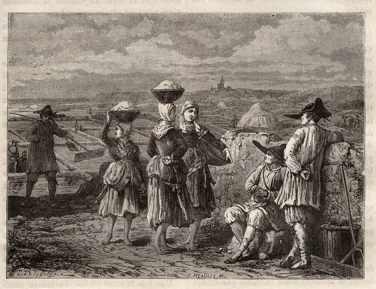بركة تبخر الملح في بريتاني - Paludiers و Sauniers في بريتاني (فرنسا) ، والمستنقعات المالحة - نقش في "Les Merveilles de l'Industrie" بواسطة Louis Figuier بواسطة فنان غير معروف