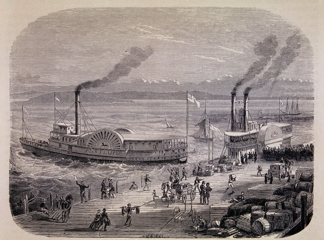 San Francisco Docks and Paddle Wheeled Boats (كاليفورنيا) - في "Tour du Monde" بواسطة فنان غير معروف