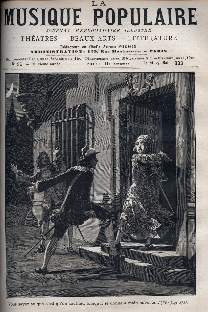 مشهد من "" Sicilian ou l'amour peintre "، كوميديا لموليير (1622-1673). هالي ، مهرج أراستي ، يصرف انتباه دون بيدر ، الغيور ، للسماح لعشاق أراستي وإيزيدور بالالتقاء. (الفصل الأول ، المشهد الثاني عشر) بواسطة فنان غير معروف