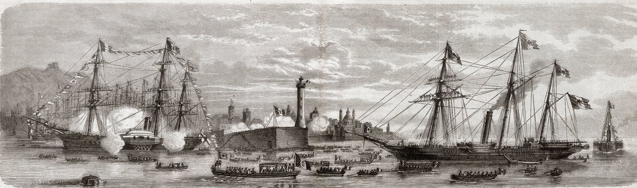 حرب الاستقلال الإيطالية الثانية ، الحملة الإيطالية لعام 1859: نابليون الثالث (1808-1873) في ميناء الجينات 12/05/1859 - وصول الفرنسيين إلى جنوة ، 12 مايو بواسطة فنان غير معروف
