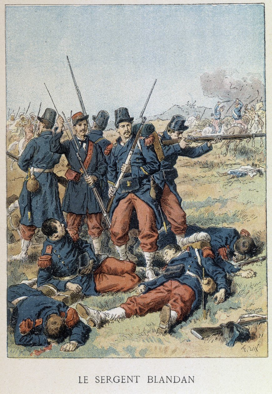 توفي الرقيب بلاندان أثناء غزو الجزائر عام 1842 - في "" هيستوار دو فرانس "" بواسطة فنان غير معروف