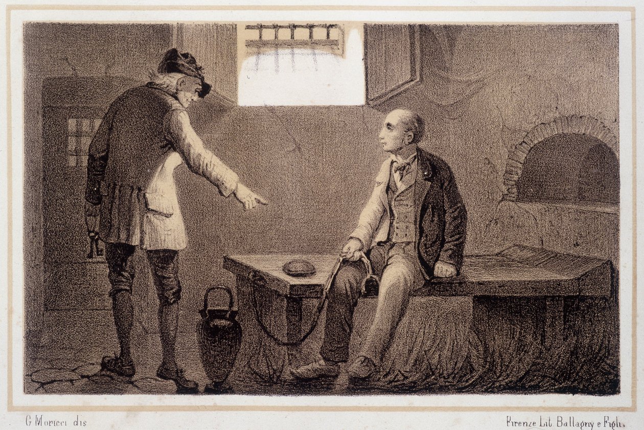 نُقل سيلفيو بيليكو (1789 - 1854) إلى قلعة سبيلبرغ (سبيلبيرك) - في "" Storia d'Italia "" بواسطة فنان غير معروف