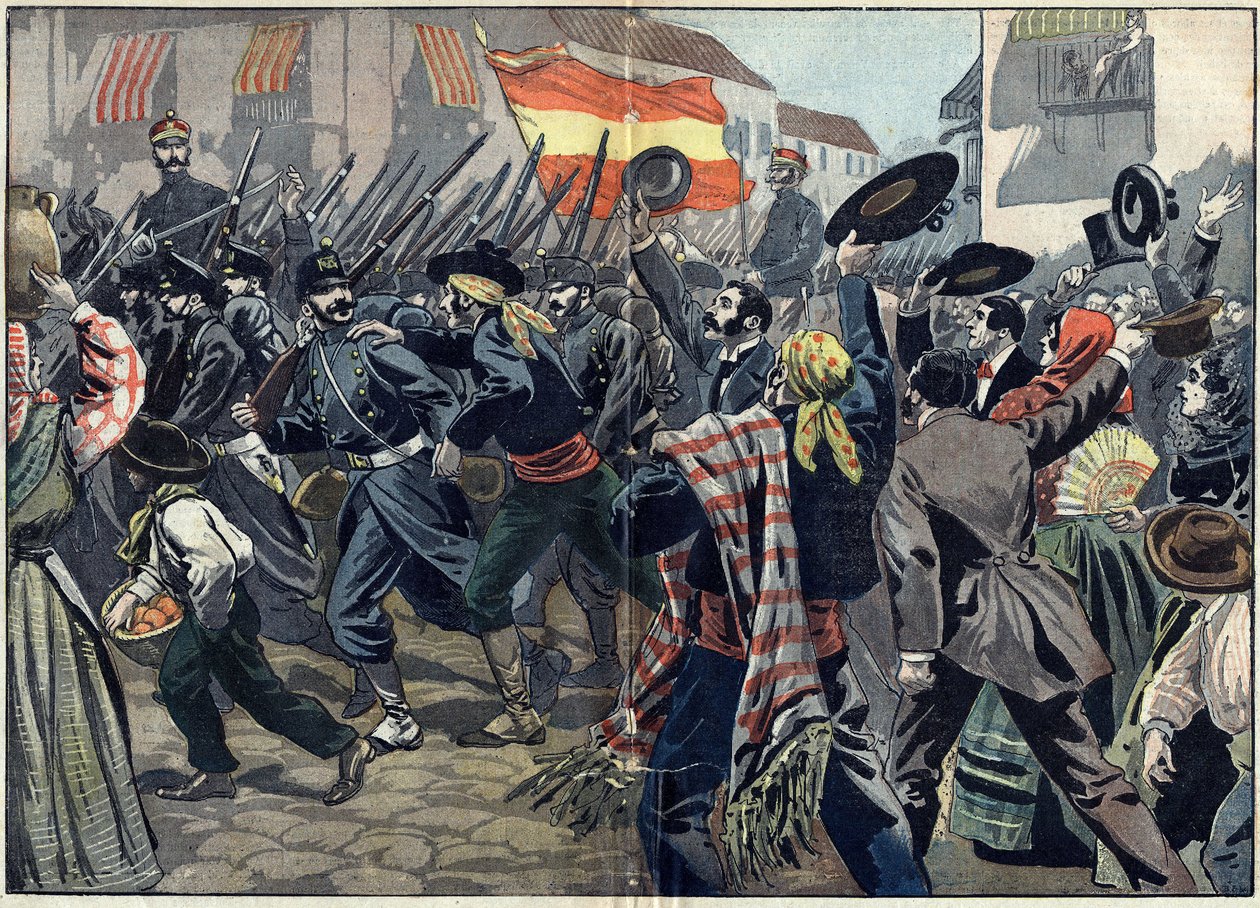 الحرب الإسبانية الأمريكية أو حرب الاستقلال الكوبية (1868-1898) بين إسبانيا وأمريكا الشمالية بواسطة فنان غير معروف