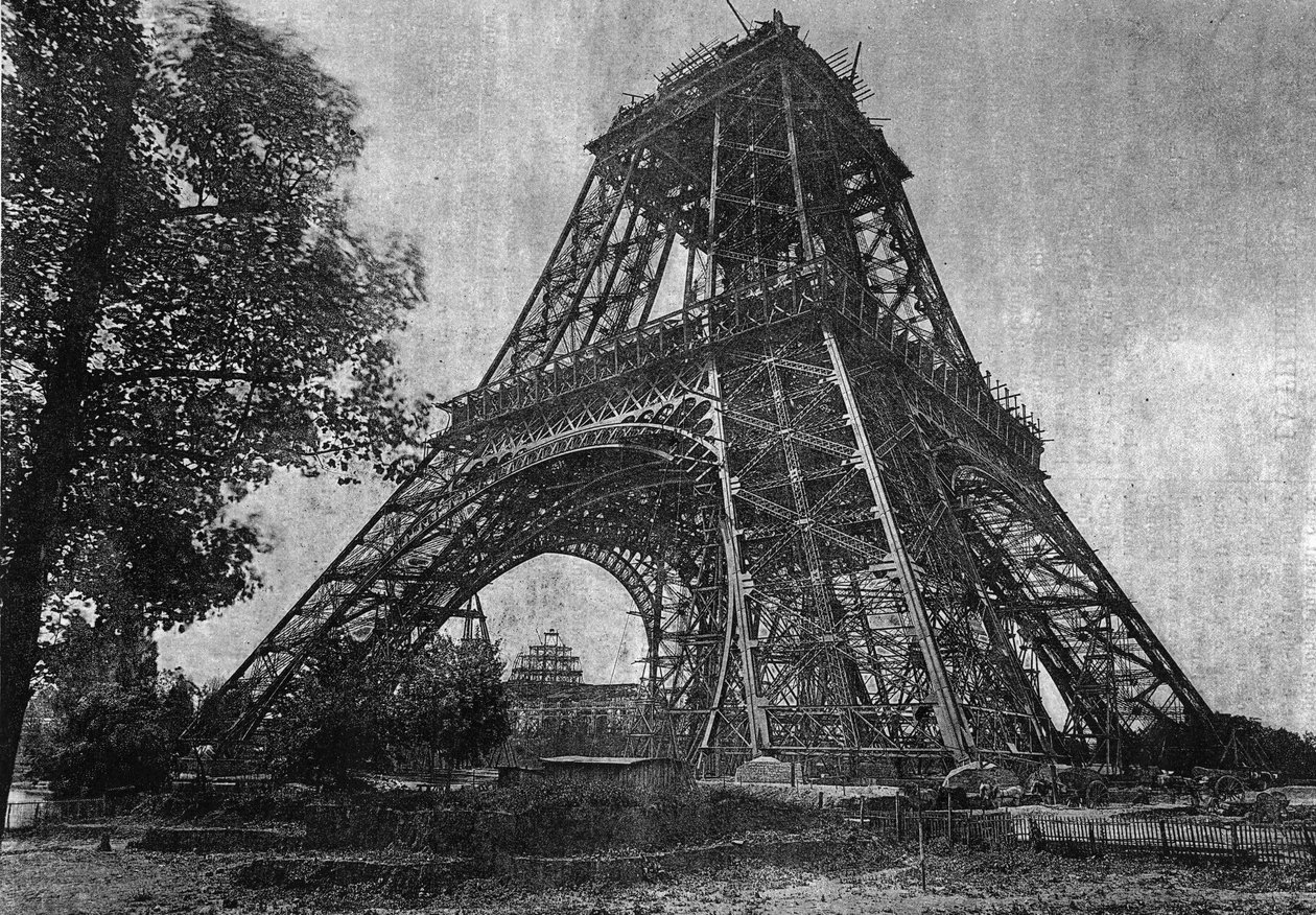 حالة برج إيفل في يوليو 1888 في "" جريدة الشباب "" لعام 1888. بواسطة فنان غير معروف