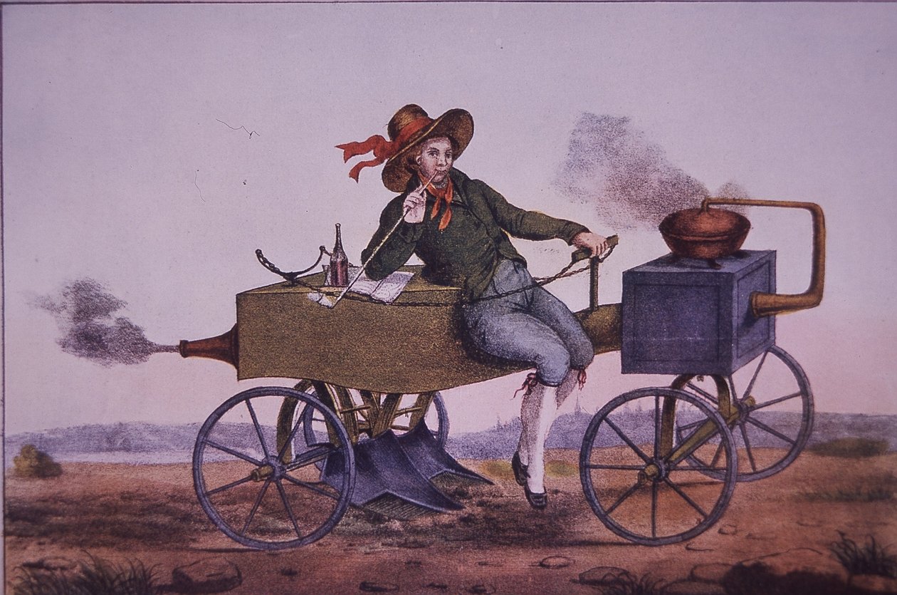 Steam plough, early 19th century (colour litho) بواسطة فنان غير معروف