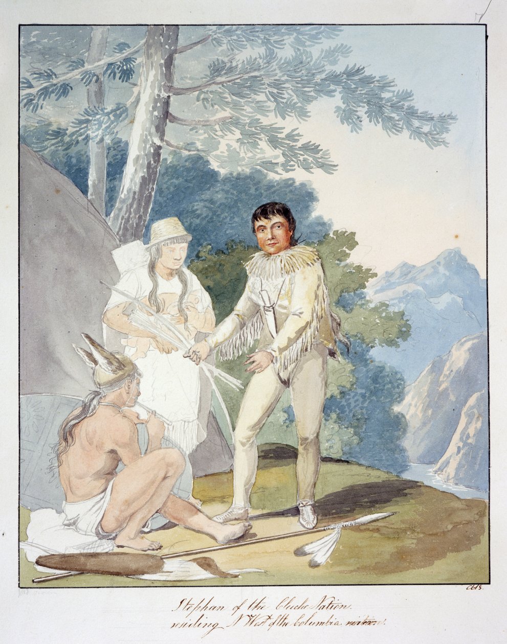 ستيفان من أمة تشيتشي، المقيمين ن. غرب نهر كولومبيا، 1843-50 تقريبًا (ألوان مائية) بواسطة فنان غير معروف