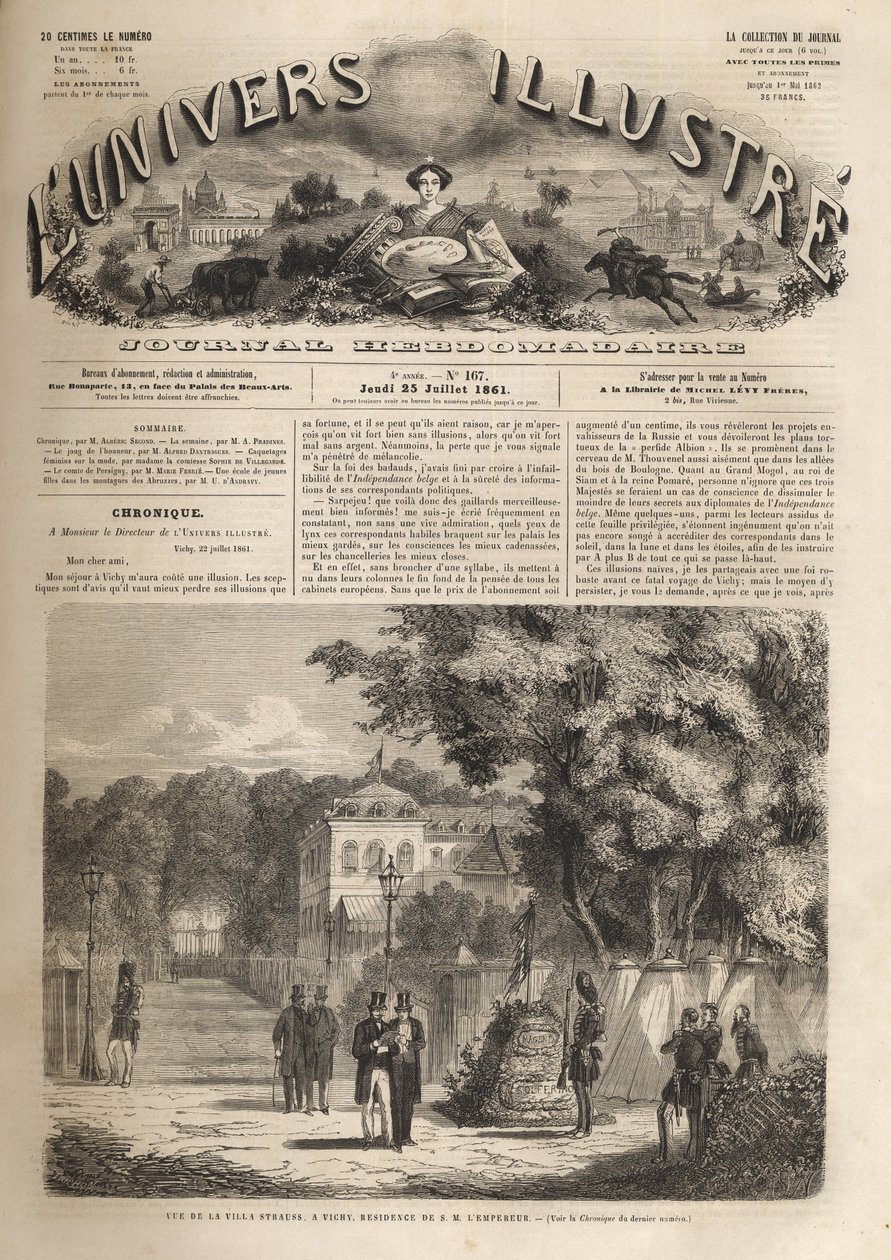 فيلا شتراوس في فيشي - فيلا شتراوس سكن فيشي للإمبراطور نابليون الثالث (1808-1873) - الكون اللامع لعام 1861 بواسطة فنان غير معروف