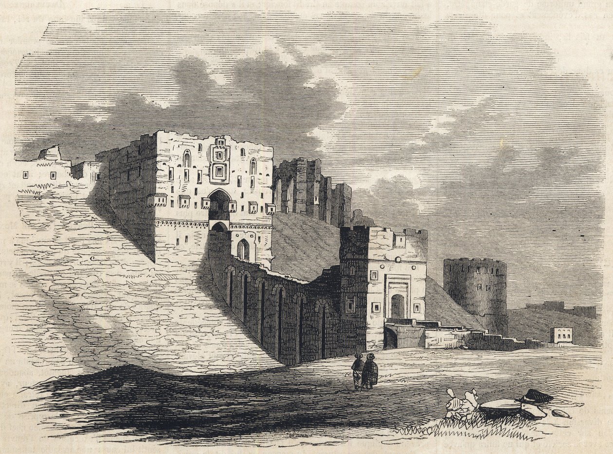 سوريا: مدينة حلب في القرن التاسع عشر - القلعة - حلب في سوريا - 1864 بواسطة فنان غير معروف