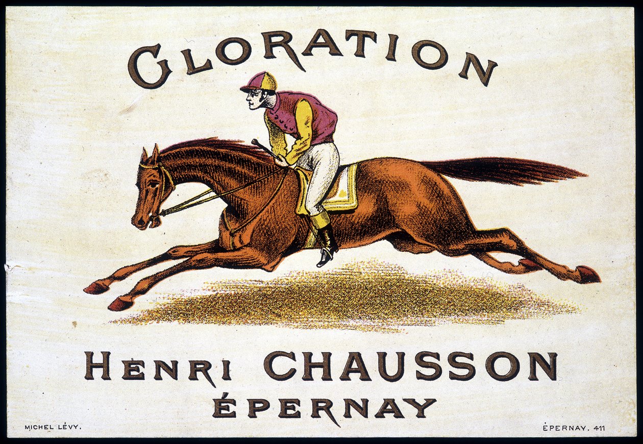 علامة "" تمجيد Henri Chausson Epernay ": ركوب الخيل ، sd. القرن ال 19. بواسطة فنان غير معروف