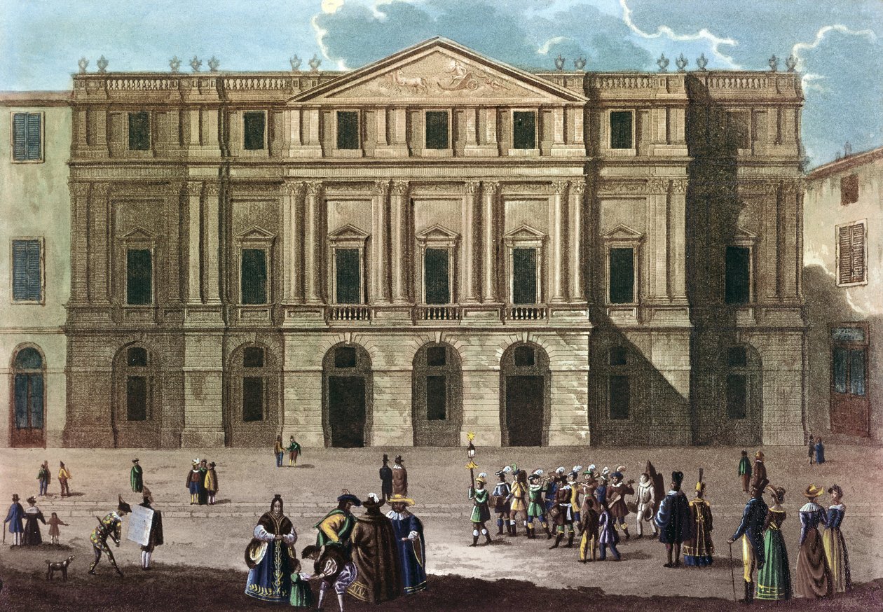 Teatro alla Scala في ميلانو بإيطاليا في القرن التاسع عشر - مسرح لا سكالا في ميلانو بواسطة فنان غير معروف