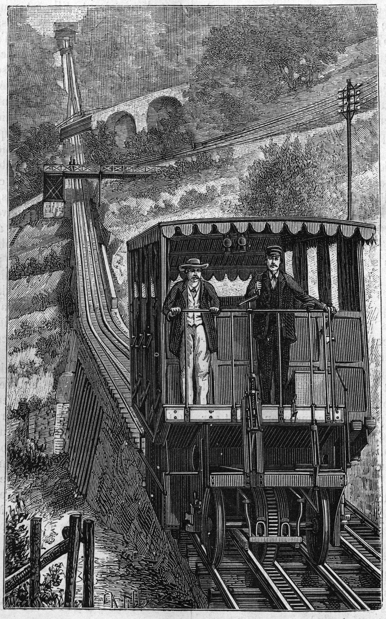 سكة حديد تيريتيت غليون. خط غليون في سويسرا عام 1884. بواسطة فنان غير معروف
