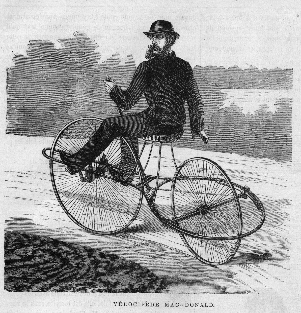 الأمريكي velocipede ماك دونالد. 1869 بواسطة فنان غير معروف