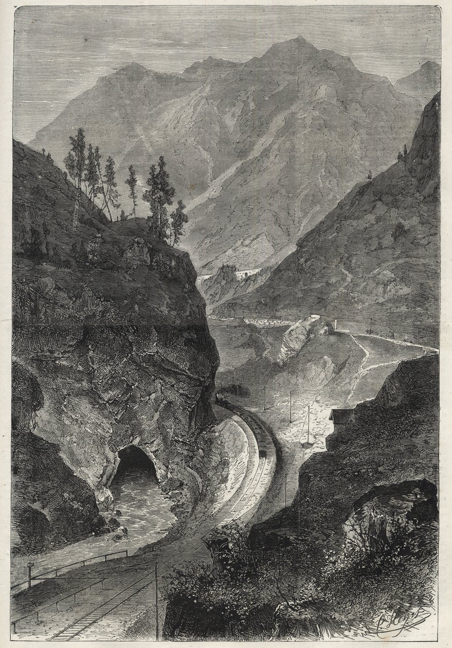 سكة حديد برينر (برينيرو) إلى تيرول (تيرولو - تيرول) - نقش 1867 - بواسطة فنان غير معروف