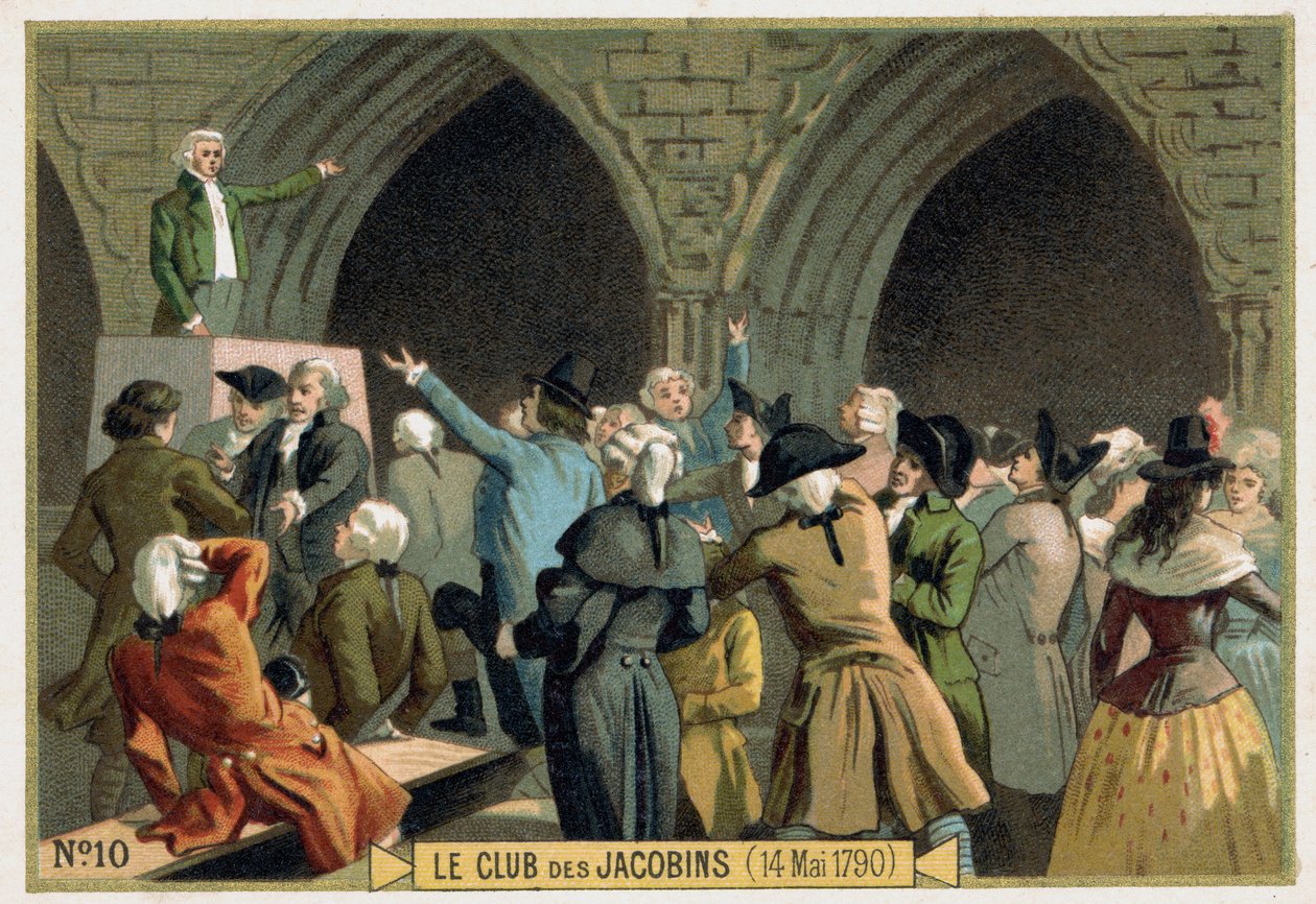 نادي اليعاقبة (14/05/1790). الطباعة الحجرية الملونة في القرن التاسع عشر. بواسطة فنان غير معروف