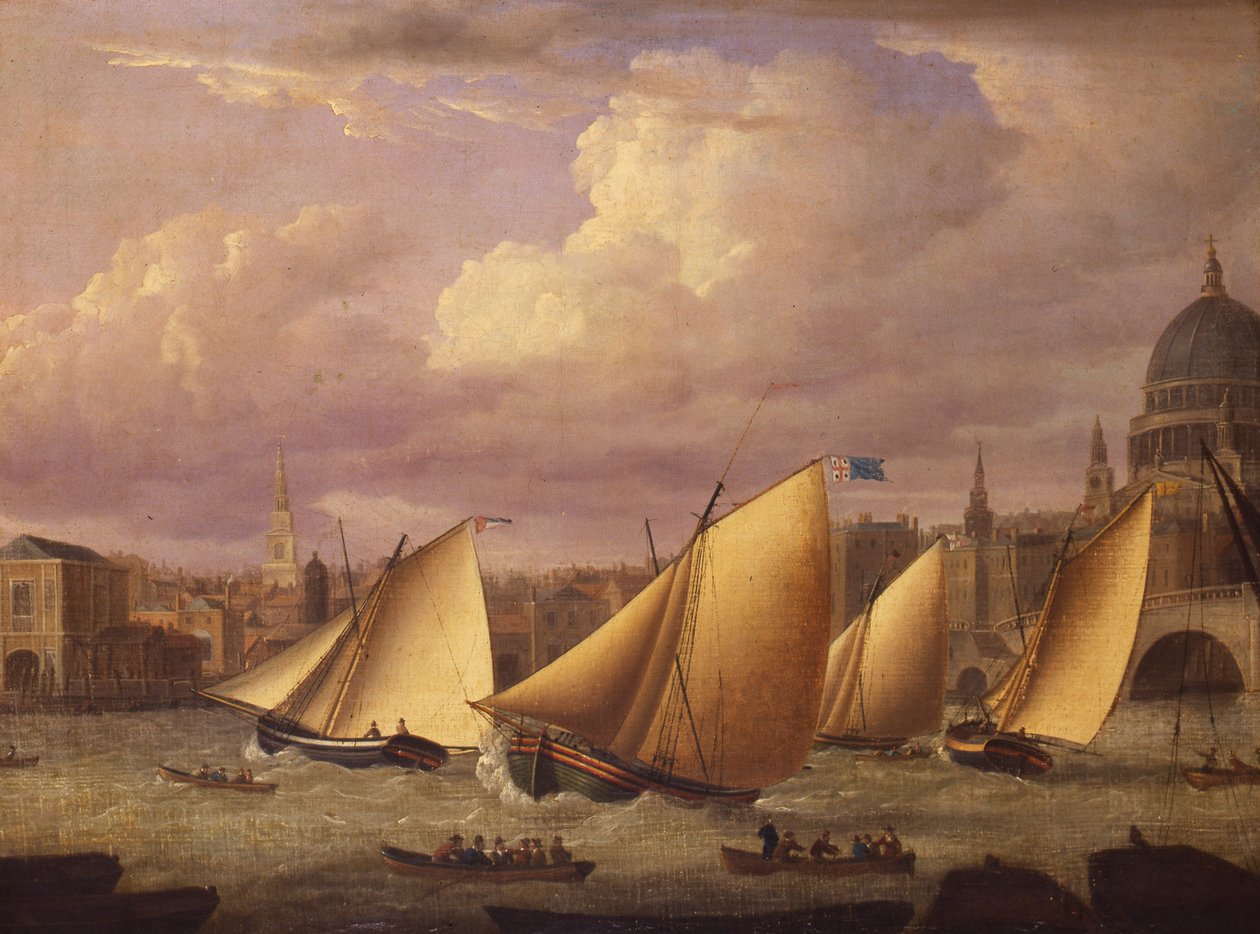 سباق أسطول كمبرلاند فوق جسر لندن ، 1782 بواسطة غير معروف