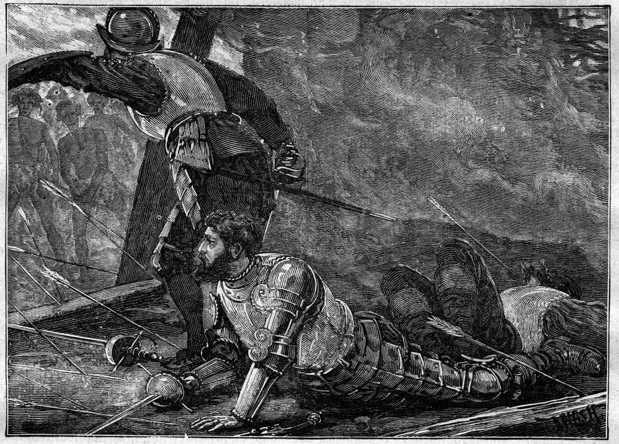 وفاة خوان لا كوزا - وفاة خوان دي لا كوسا (1460-1510) رسام الخرائط ، الفاتح والمستكشف الإسباني في كارتاخينا ، كولومبيا - نقش عام 1887 بواسطة فنان غير معروف