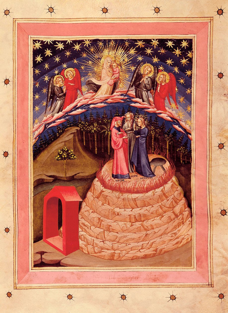 الكوميديا الإلهية لدانتي ألغيري (1265-1321): تمثيل المجد ، من مخطوطة من القرن الرابع عشر (مصغرة) بواسطة فنان غير معروف