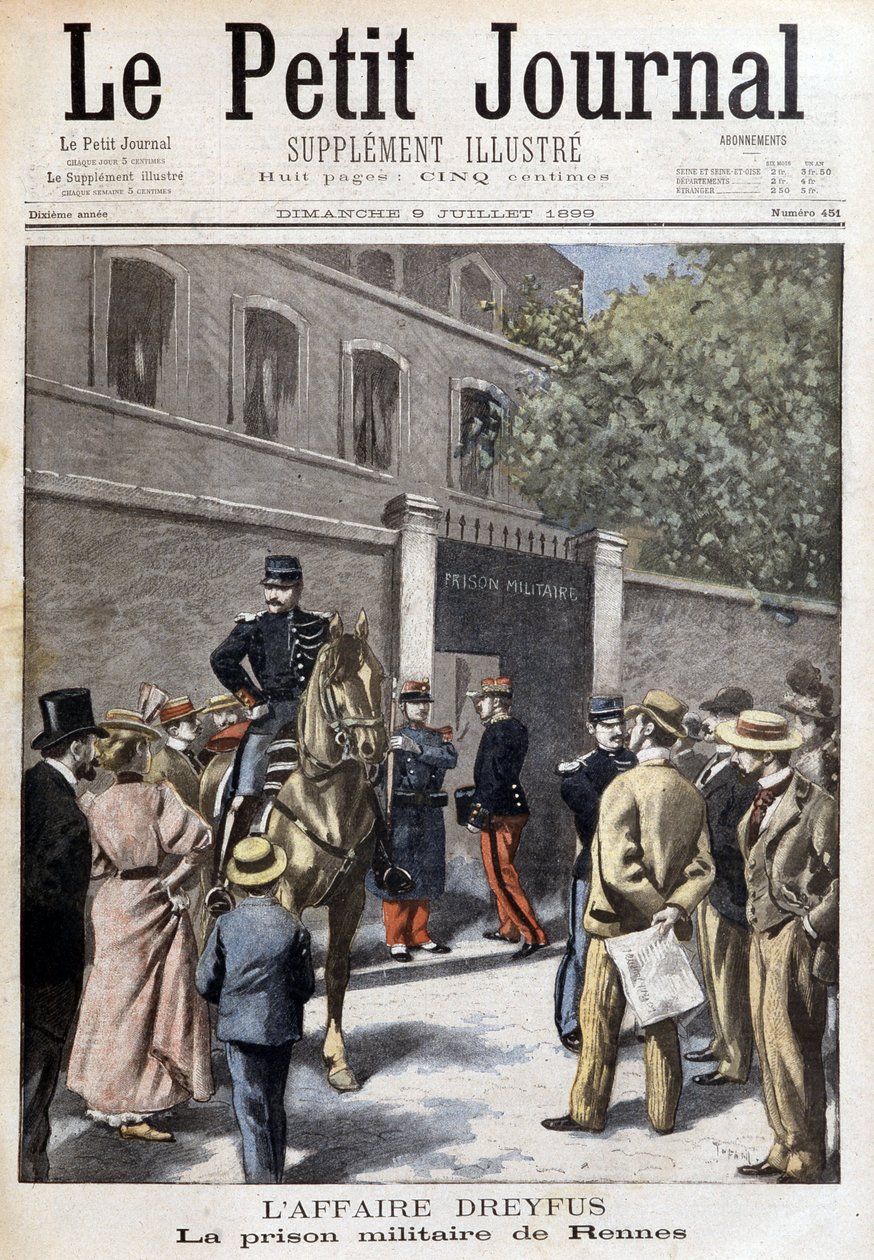 قضية دريفوس: سجن رين العسكري - في "لو بيتيت جورنال" بتاريخ 09/07/1899 بواسطة فنان غير معروف