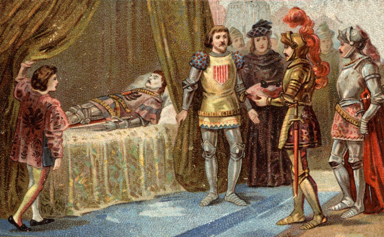 استسلم الحاكم الإنجليزي لشاتونوف دي راندون (Chateauneuf-de-Randon ، أوفيرني) وجاء لوضع مفاتيح الساحة على فراش وفاة برتراند دو جوسكلين ، في 13 يوليو 1380 أمامه كانت المدينة تحاصر. مات المتكلم ، اتفاق بواسطة فنان غير معروف