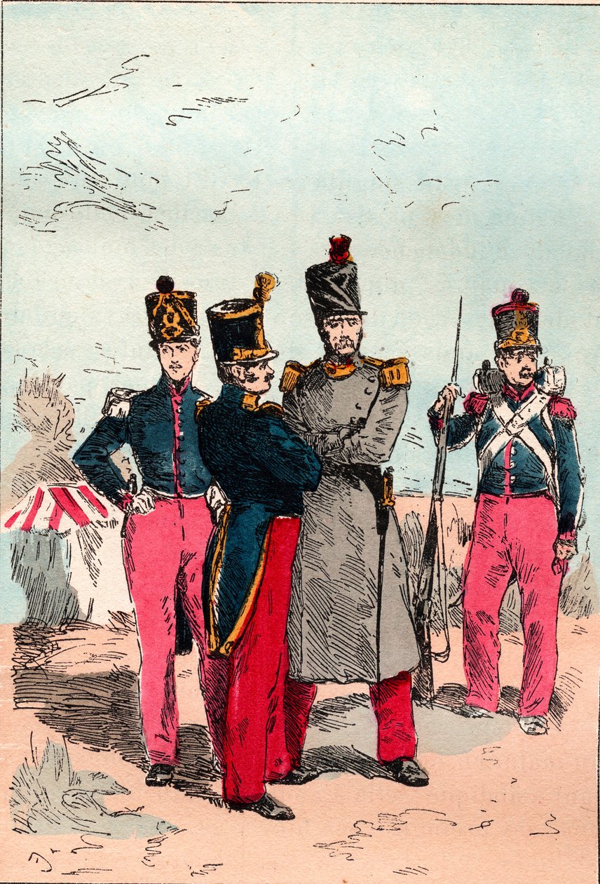 الجيش الفرنسي في عهد لويس فيليب من 1830 إلى 1848 - خط - نقش من عام 1882 في "Histoire de dix ans: 1830-1840" "Louis-Blanc (1811-1882) بواسطة فنان غير معروف